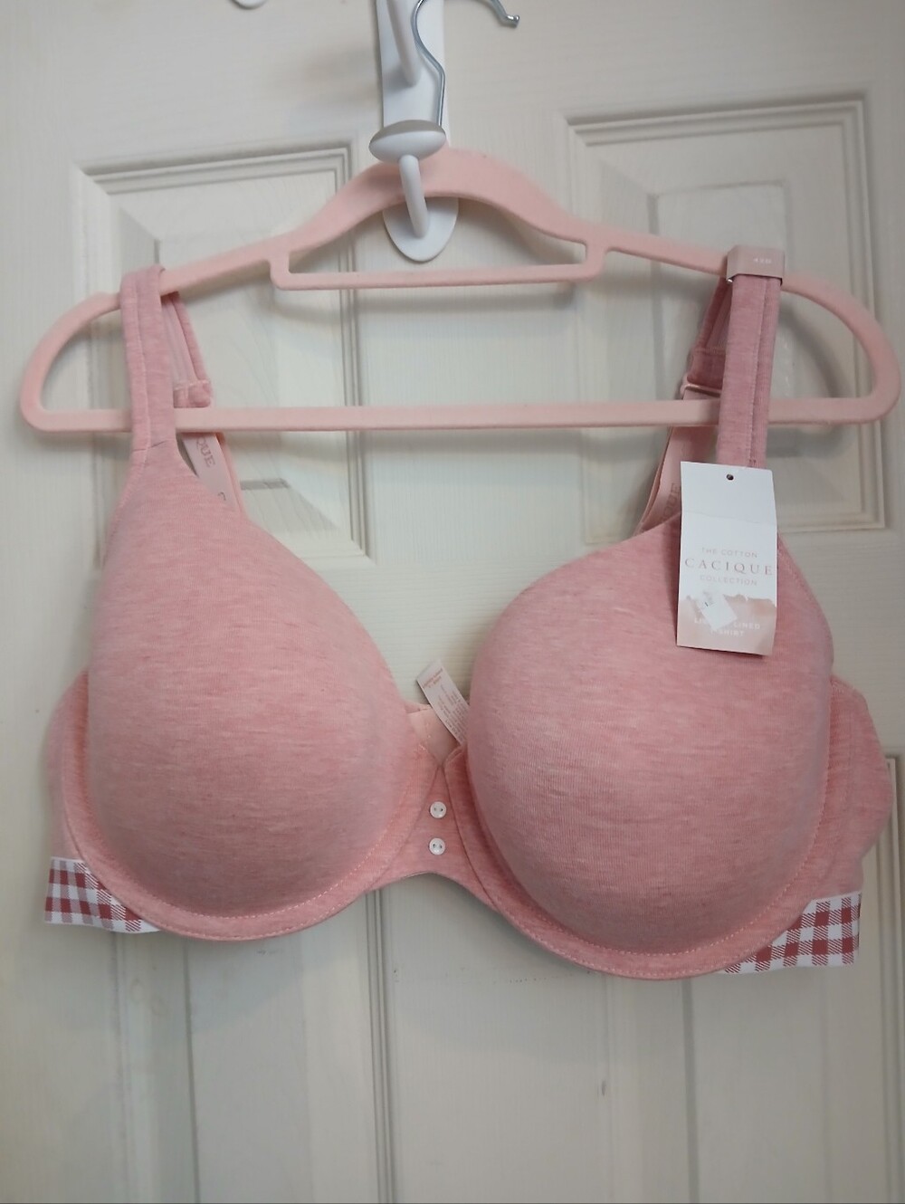 Lane Bryant Cacique 42D Cotton Lightly Lined T-shirt Underwire Bra Pink Nwt